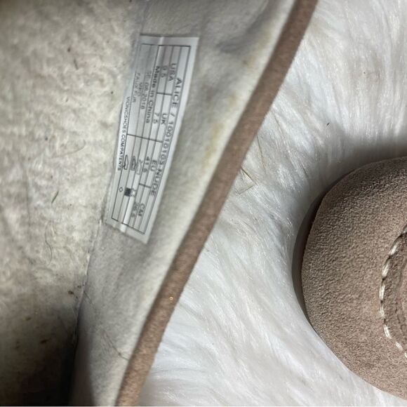 Vionic Alice  Nude Suede Leather Faux Shearling Satin Bow Loafer SZ9.5 - Picture 9 of 12